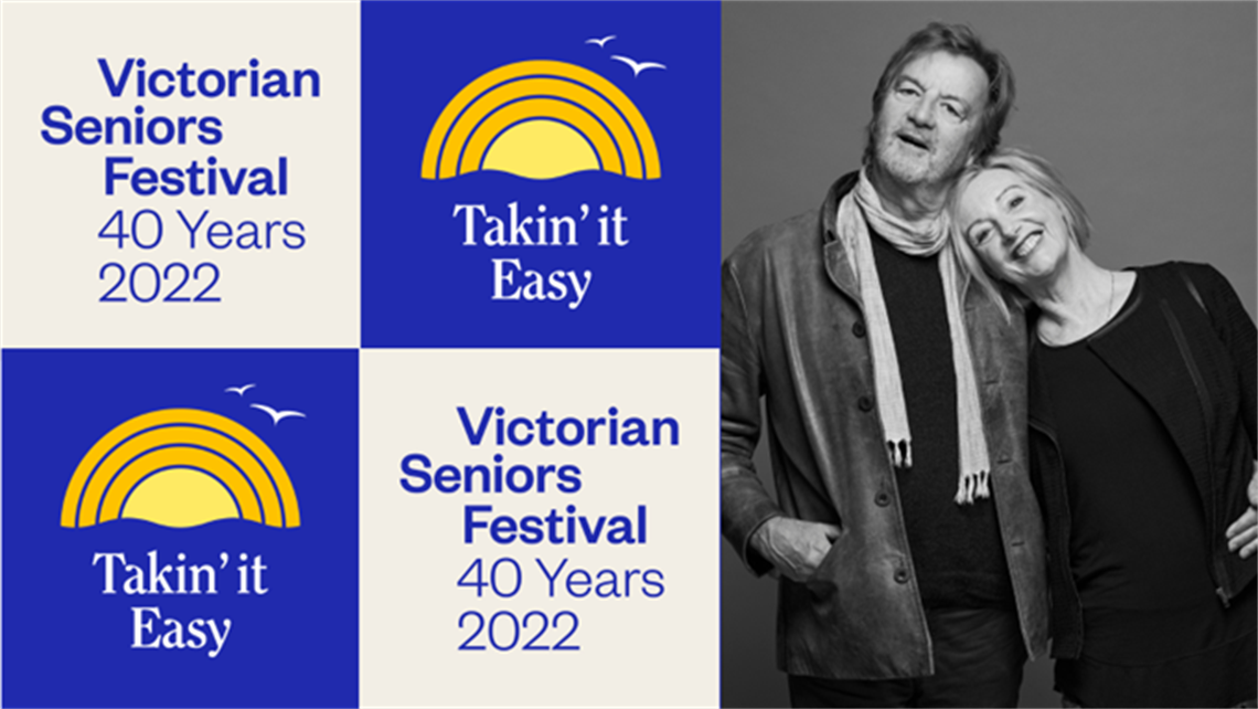 Victorian Seniors Week Festival Logo and two happy seniors