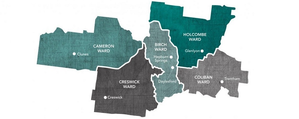 Map of Shire showing five wards
