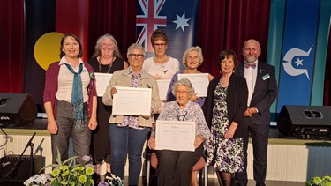 Cr Jen Bray, Michelle Clifford, Helen Hogg (wife of Yvonne Sillett), Anne Bremner, Nikki Marshall, Marj Green (front), Heather Mutimer and Cr Brian Hood