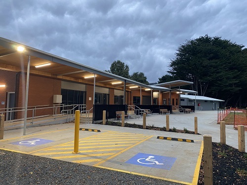 Trentham Sportsground Reserve Pavilion with accessible parking space
