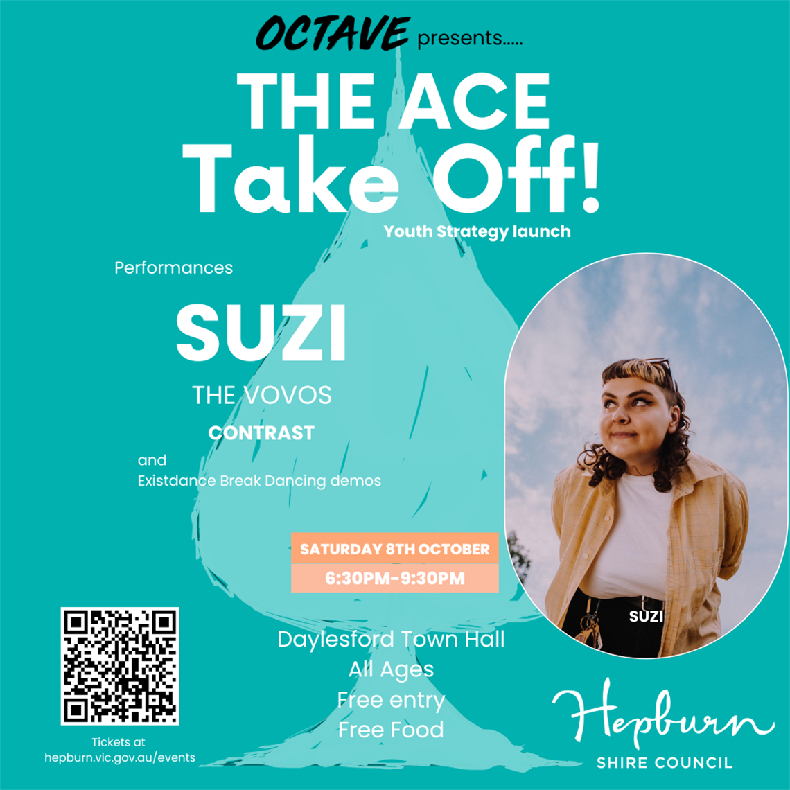 Poster of event with details and performer Suzi